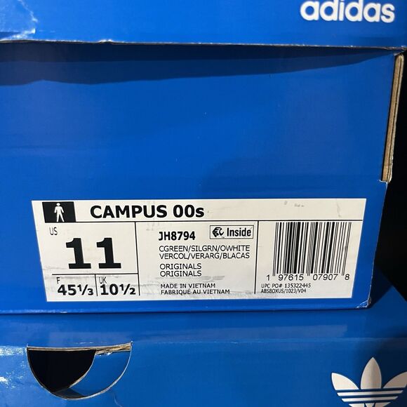Adidas Men's Campus 00s Originals Size 11 Collegiate Green Silver Green |JH8794| - Picture 8 of 8